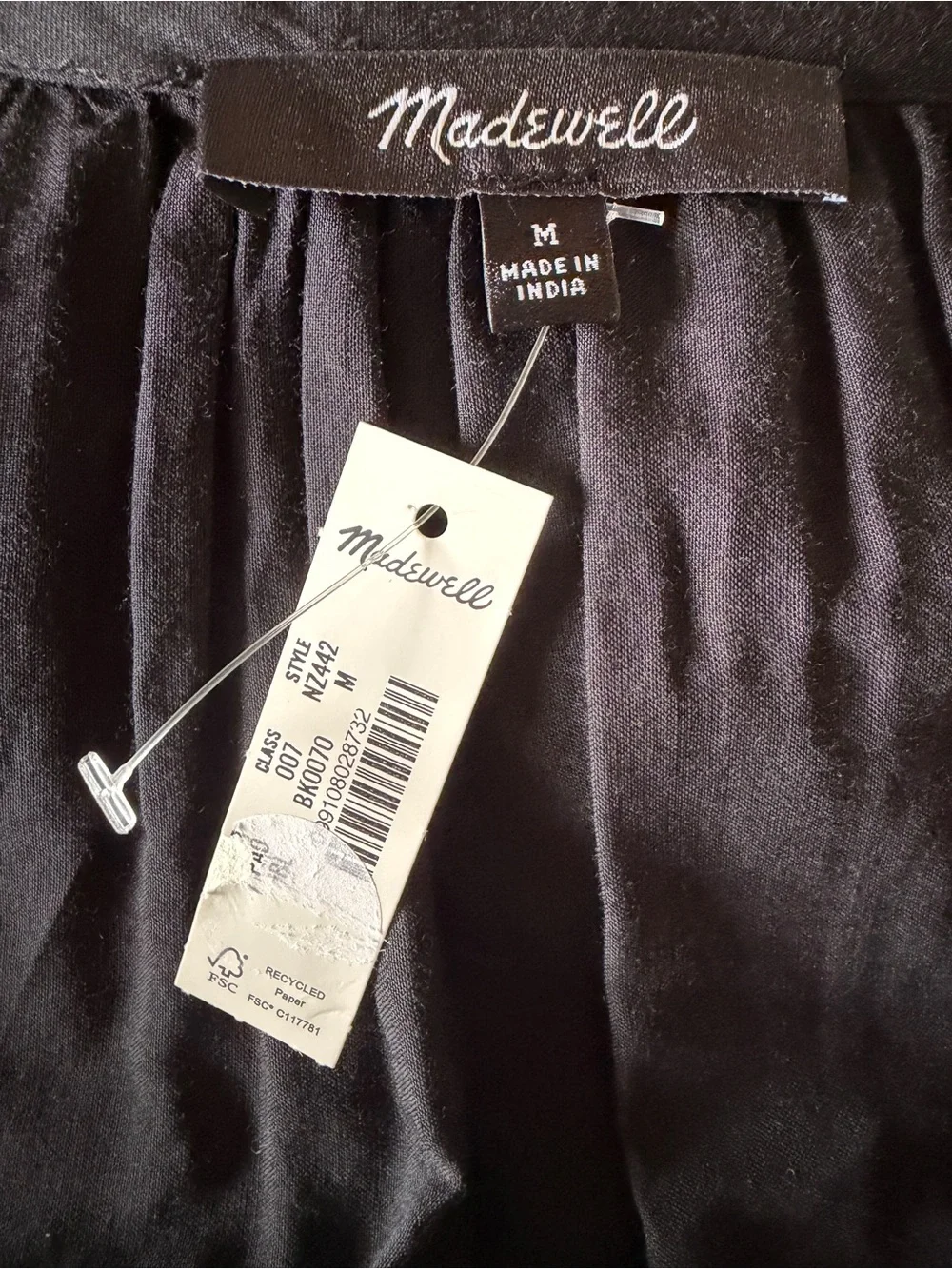 Madewell The Blaire Top Jet Black Embroidered Ruffle Blouse Size M NWT